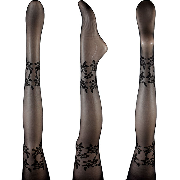 イタリア インポート 柄ストッキング BELLISSIMA HARMONY 花柄ストッキング 黒
