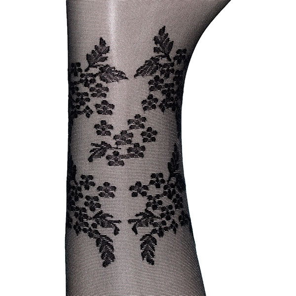 イタリア インポート 柄ストッキング BELLISSIMA HARMONY 花柄ストッキング 黒