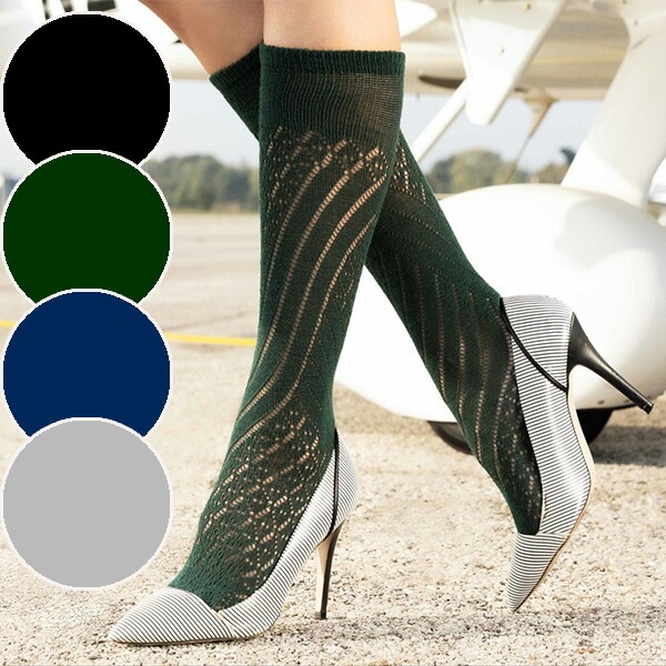 イタリア インポート ブランド 柄ニーハイソックス TRASPARENZE