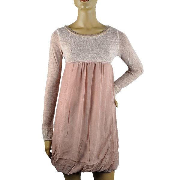 在庫一掃セール 秋冬 インポート ワンピース POIS ニット切替ワンピース ピンク