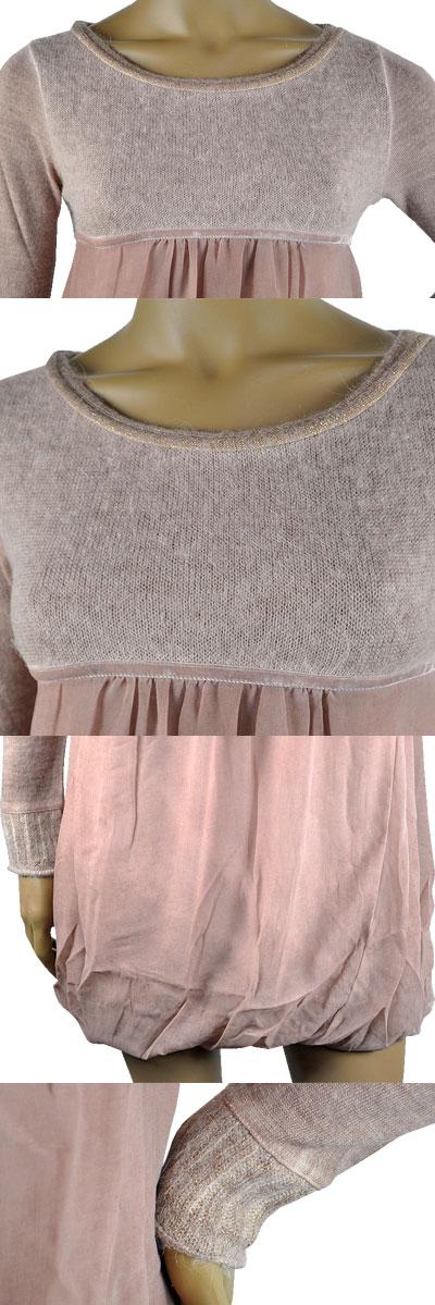 在庫一掃セール 秋冬 インポート ワンピース POIS ニット切替ワンピース ピンク