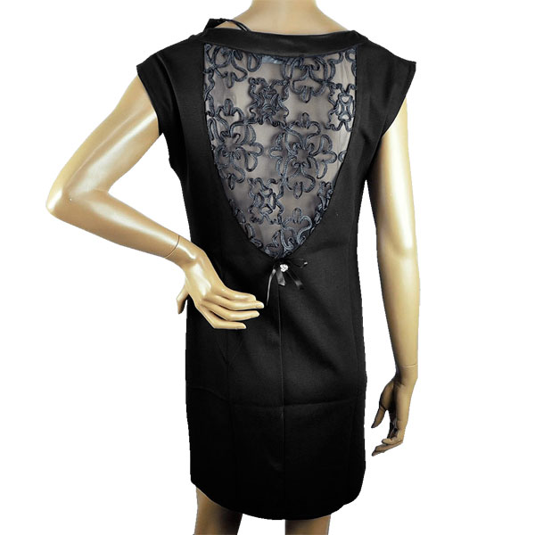 在庫一掃セール  秋冬 インポート ワンピース ELEONORA AMADEI レース切替ワンピース 黒 