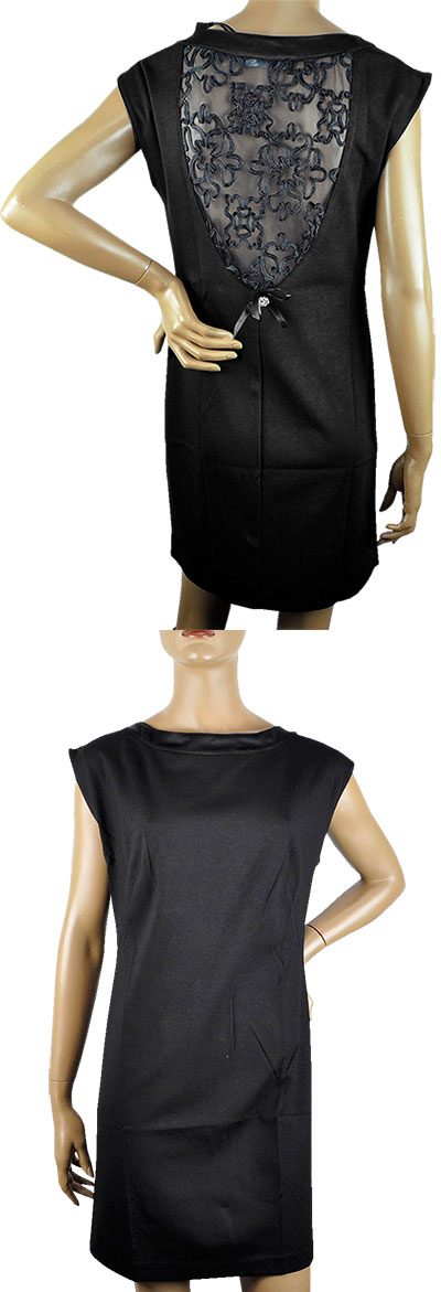 在庫一掃セール  秋冬 インポート ワンピース ELEONORA AMADEI レース切替ワンピース 黒 