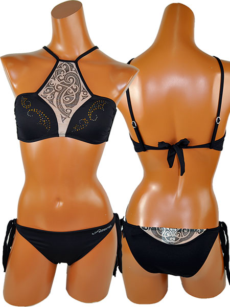 在庫一掃セール インポート水着 AMAREA 17043 タトゥー柄ビスチェ 水着ビキニ 2色