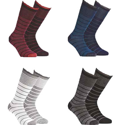 インポート 柄ニーハイソックス BUGIE 2067 ボーダー柄バイカラー3/4丈ラメニーハイソックス 3色