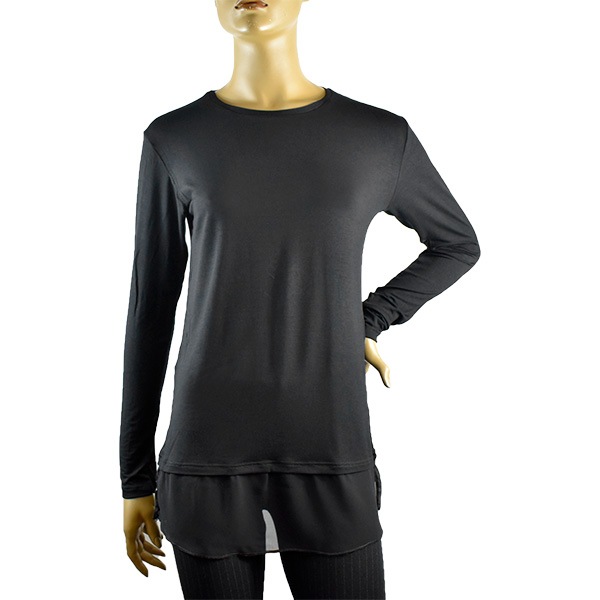 イタリアインポートカットソー JADEA 4271 フェイクレイヤードチュニックカットソー　黒