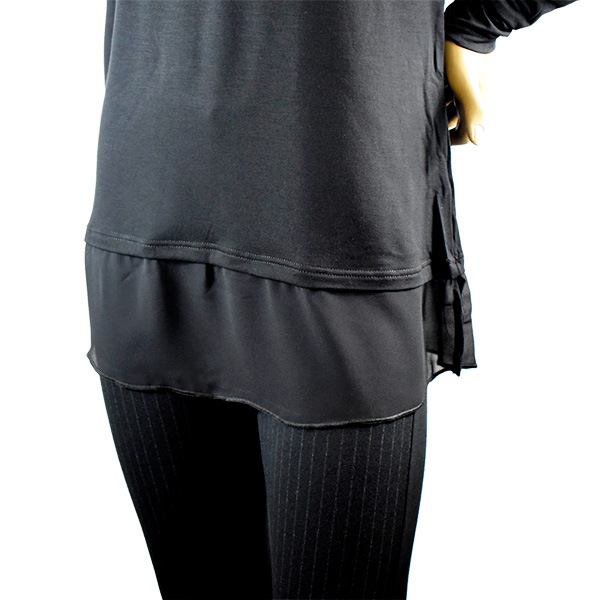 イタリアインポートカットソー JADEA 4271 フェイクレイヤードチュニックカットソー　黒