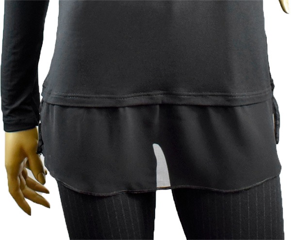 イタリアインポートカットソー JADEA 4271 フェイクレイヤードチュニックカットソー　黒