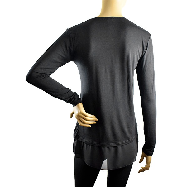 イタリアインポートカットソー JADEA 4271 フェイクレイヤードチュニックカットソー　黒