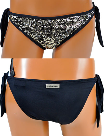 在庫一掃セール インポート水着 AMAREA 17007 スパンコール水着ビキニ 黒・ゴールド