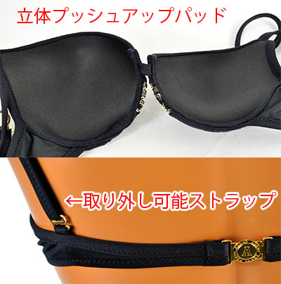 在庫一掃セール インポート水着 AMAREA 17007 スパンコール水着ビキニ 黒・ゴールド