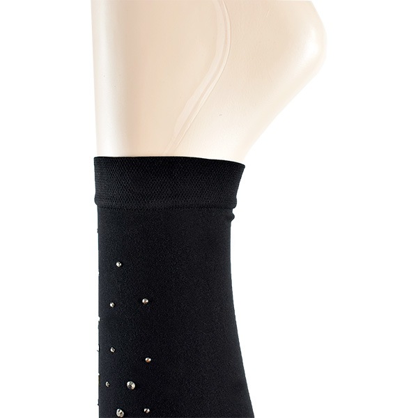 イタリアインポートレギンス BELLISSIMA ESTASI ラインストーンアップリケレギンス　黒