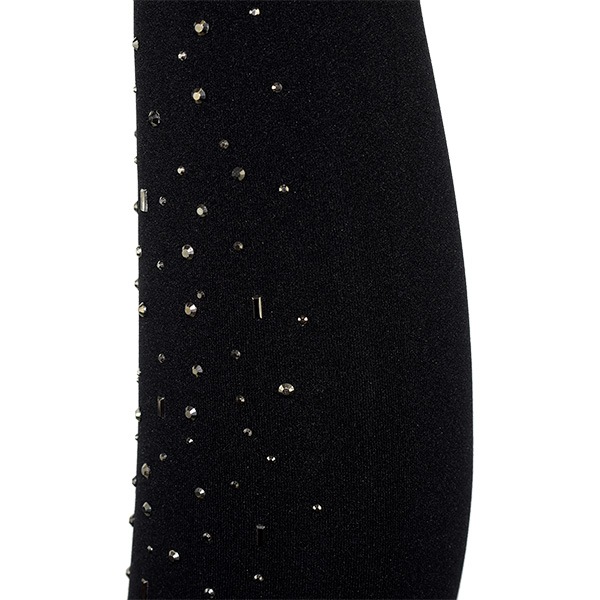 イタリアインポートレギンス BELLISSIMA ESTASI ラインストーンアップリケレギンス　黒