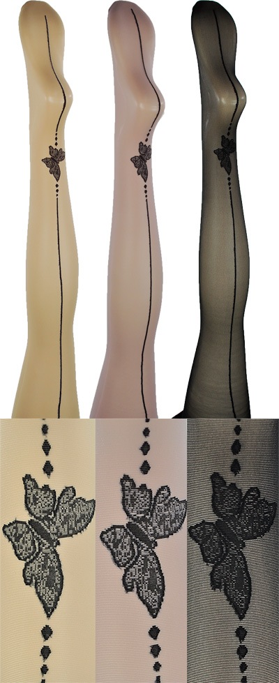 柄ストッキング LEVANTE E344 バクシーム・蝶々 タトゥー柄ストッキング