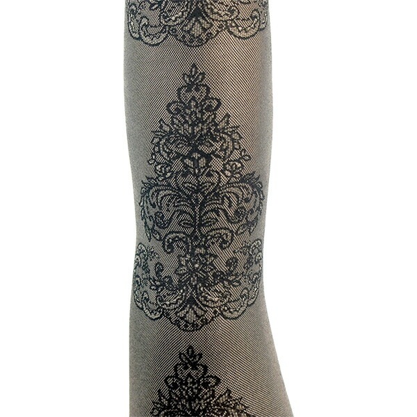 イタリア インポート ブランド 柄タイツ TRASPARENZE ALOE ガーター柄切替タイツ　ベージュ