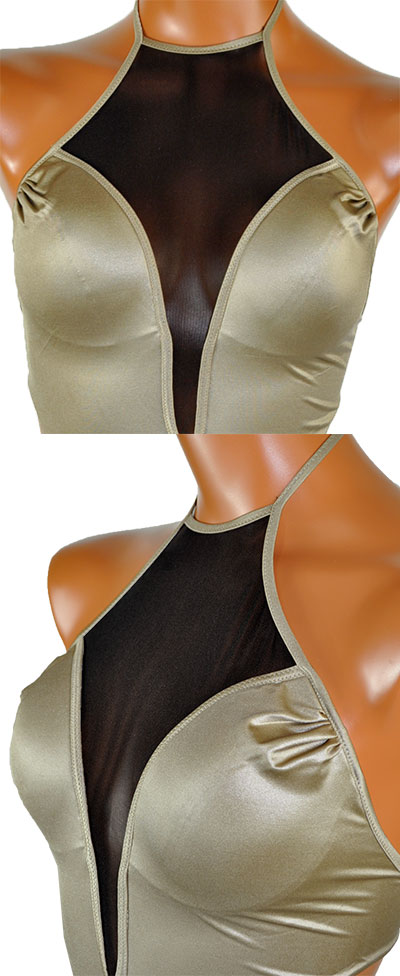 在庫一掃セール インポート水着 AMAREA 17072 切替水着ワンピース 黒・ゴールド