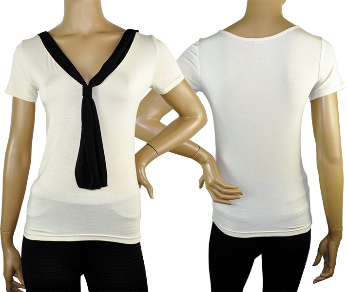 在庫一掃セール SALE 春夏イタリア インポート ブランド カットソー ANTONELLA 63174 ボータイVネックカットソー　3色