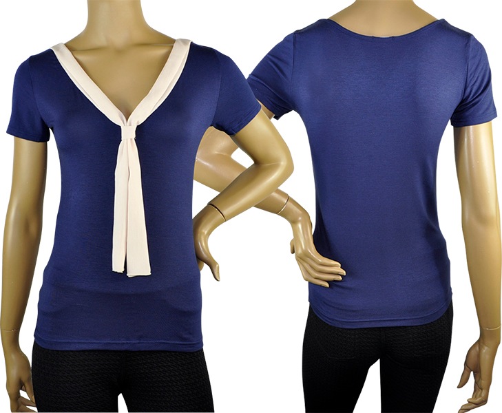 在庫一掃セール SALE 春夏イタリア インポート ブランド カットソー ANTONELLA 63174 ボータイVネックカットソー　3色