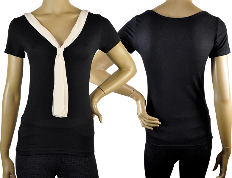 在庫一掃セール SALE 春夏イタリア インポート ブランド カットソー ANTONELLA 63174 ボータイVネックカットソー　3色