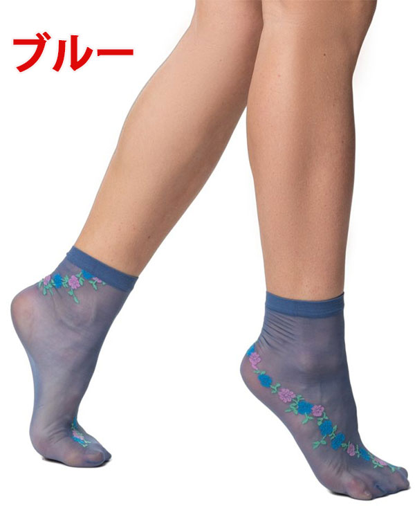 イタリア インポート ブランド カラー柄ソックス TRASPARENZE VEGA タトゥー花柄カラーソックス 5色