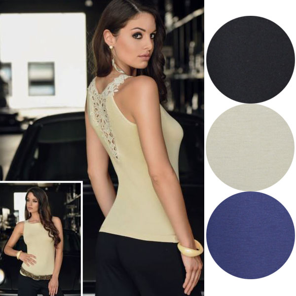 在庫一掃セール SALE 春夏イタリア インポート ブランド カットソー ANTONELLA 63217 レース切替カットソートップ 3色