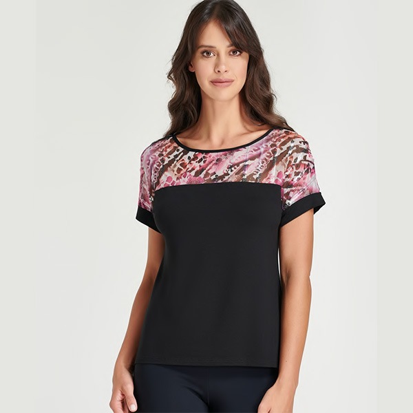 イタリア インポート 高級 ブランド カットソー EGI 1584 チュール切替カットソー 黒