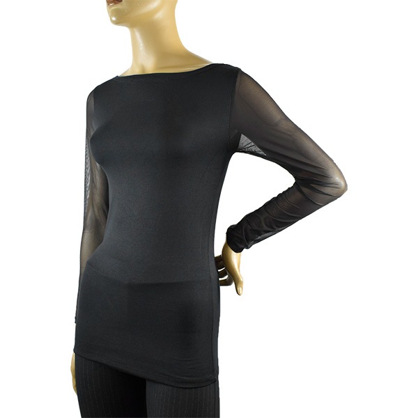 イタリアインポートカットソー COTONELLA GD360 チュール切替カットソー 黒