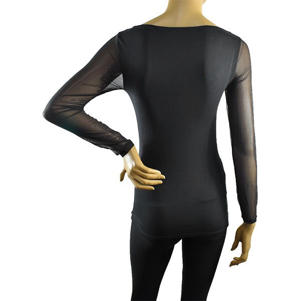 イタリアインポートカットソー COTONELLA GD360 チュール切替カットソー 黒