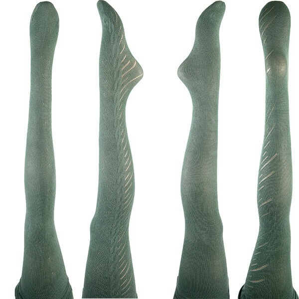 イタリア インポート ブランド 柄タイツ TRASPARENZE CAPER コットン編みタイツ グリーン