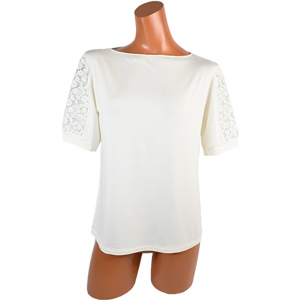 イタリア インポート 高級 ブランド カットソー EGI 1814 レース切替半袖カットソー 2色