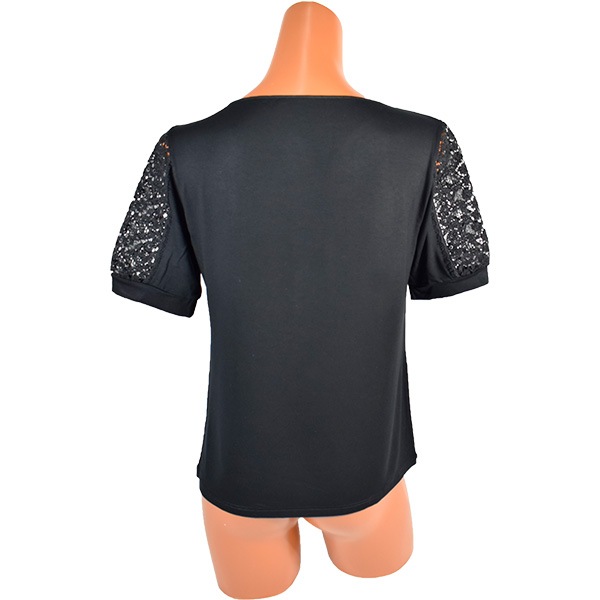 イタリア インポート 高級 ブランド カットソー EGI 1814 レース切替半袖カットソー 2色