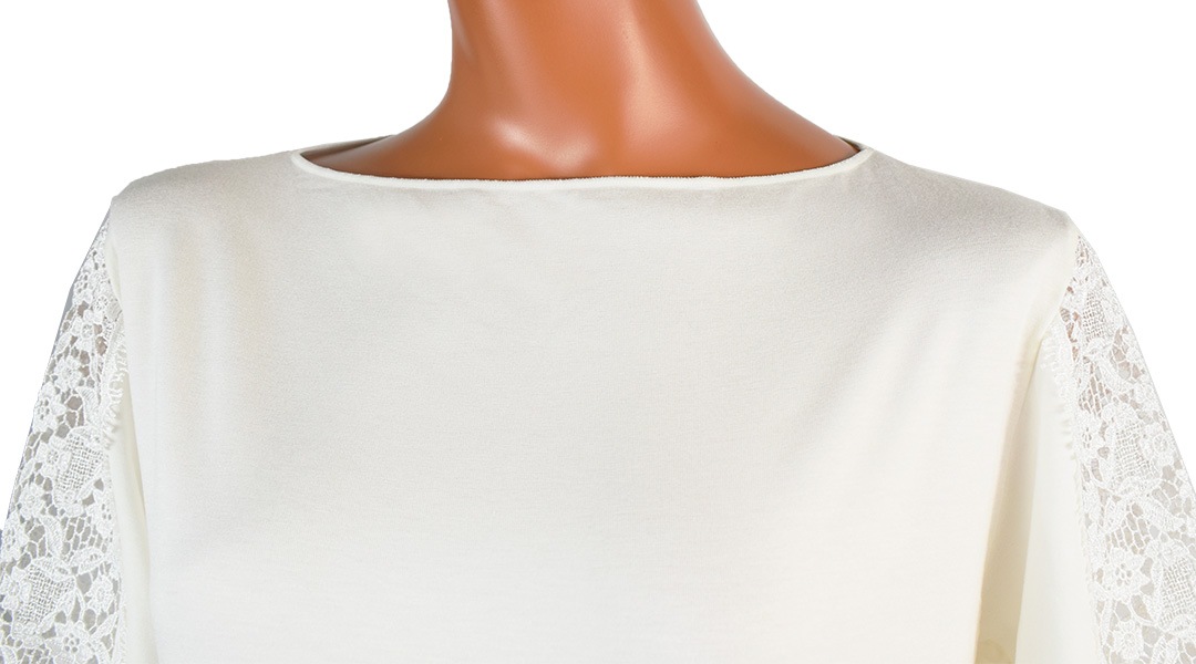 イタリア インポート 高級 ブランド カットソー EGI 1814 レース切替半袖カットソー 2色