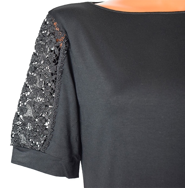 イタリア インポート 高級 ブランド カットソー EGI 1814 レース切替半袖カットソー 2色