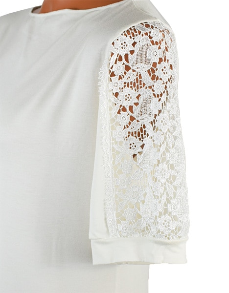 イタリア インポート 高級 ブランド カットソー EGI 1814 レース切替半袖カットソー 2色