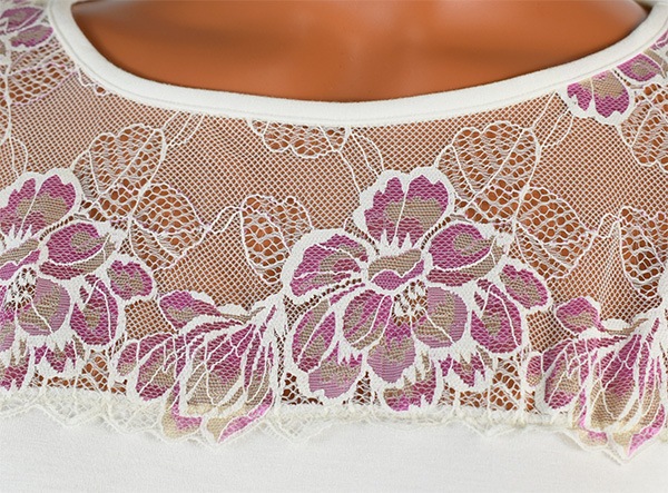 イタリア インポート 高級 ブランド カットソー EGI 1864 刺しゅうレース切替半袖カットソー 2色