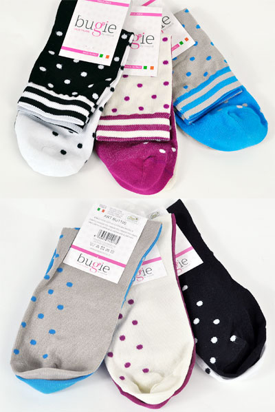 インポートソックス BUGIE 1100 ドット柄バイカラーコットンソックス 3色