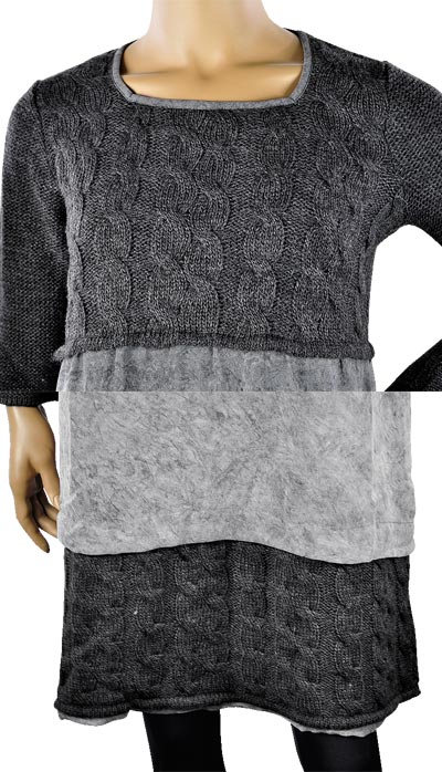 在庫一掃セール 秋冬 インポート ワンピース BARIBA ケーブル編みニットワンピース グレー 