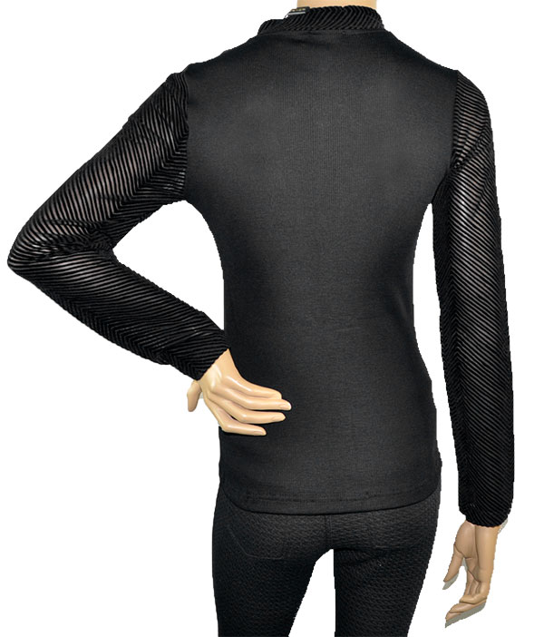 在庫一掃セール SALE 秋冬 高級イタリアブランドニットMORETTA 5692 切替シルク・ウールジャケット風ニット　黒