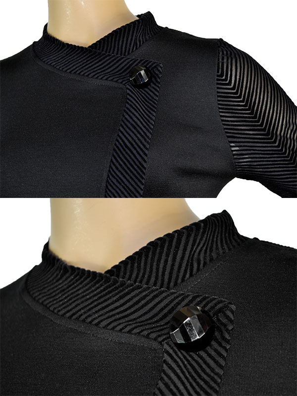 在庫一掃セール SALE 秋冬 高級イタリアブランドニットMORETTA 5692 切替シルク・ウールジャケット風ニット　黒