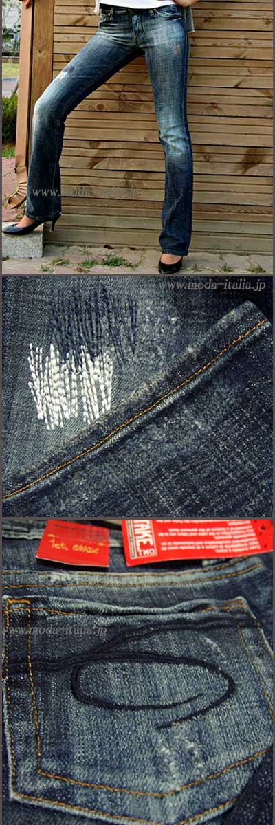 在庫一掃セール イタリア・インポートデニム Take Two Anger Joyce ローライズ3Dストレッチクラッシュジーンズ