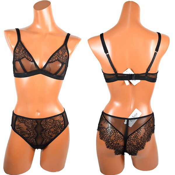 イタリア インポート ブランド ランジェリー JOLIDON ECLIZIA S1D1 シースルートライアングルブラ・ブラジリアンタンガセット　黒