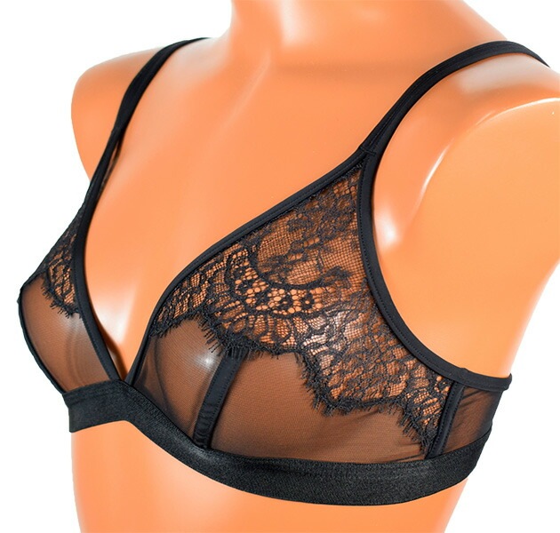 イタリア インポート ブランド ランジェリー JOLIDON ECLIZIA S1D1 シースルートライアングルブラ・ブラジリアンタンガセット　黒