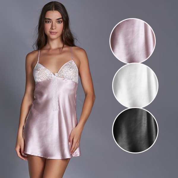 イタリア インポート ブランド ランジェリー ANDRA LINGERIE 9602 サテンとレースのベビドール・ブラジリアンタンガセット 3色