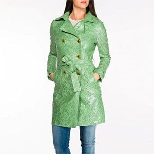 在庫一掃セール  春夏 イタリア インポート コート POIS レーストレンチコート 防水 グリーン 