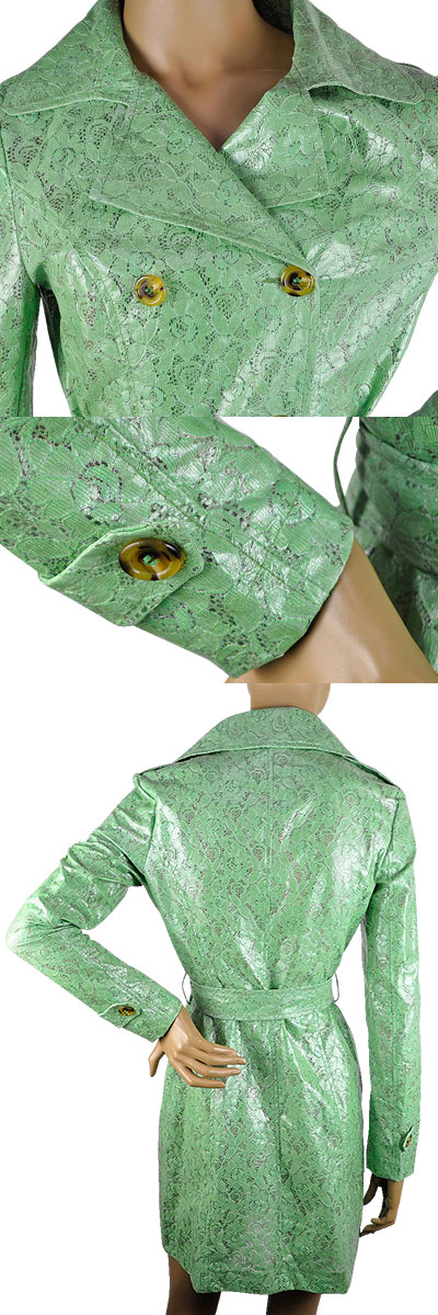 在庫一掃セール  春夏 イタリア インポート コート POIS レーストレンチコート 防水 グリーン 