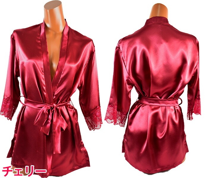 イタリアインポートランジェリー ANDRA 8889 レース切替キモノローブ（ナイトガウン）　3色