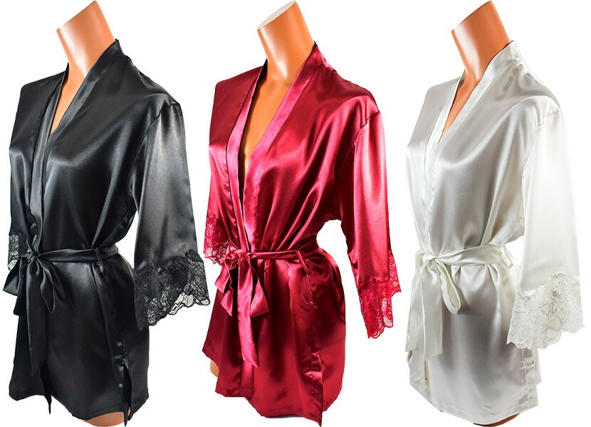 イタリアインポートランジェリー ANDRA 8889 レース切替キモノローブ（ナイトガウン）　3色