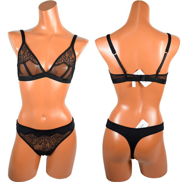 イタリア インポート ブランド ランジェリー JOLIDON ECLIZIA S1D5 シースルートライアングルブラ・tバックショーツセット　黒