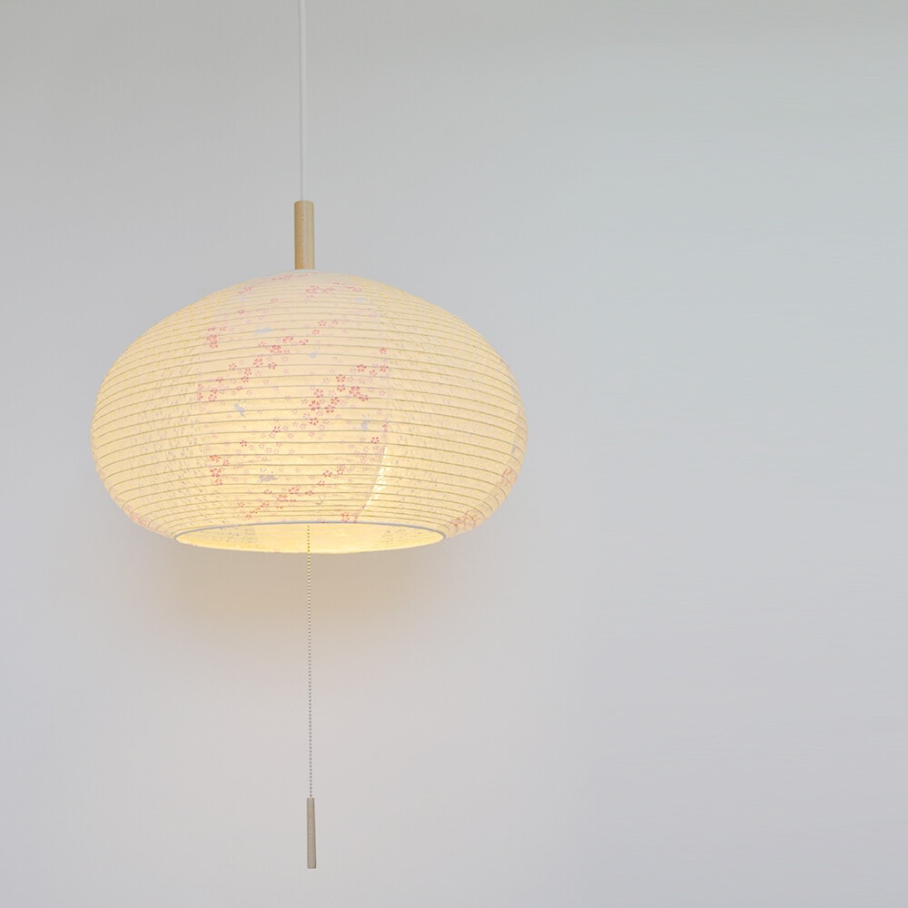 和紙ペンダントライト 天井照明 2灯 LED対応 6畳 幅40cm｜花うさぎ柄の和モダン和風照明