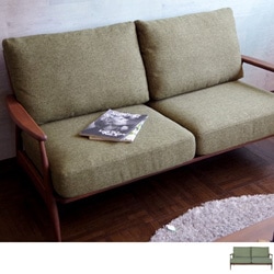 天然木の2.5人掛けソファ | EL | グリーン×ブラウンのアルダー材